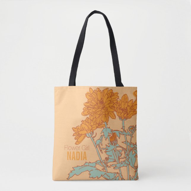Sac fourre-tout mariage Flower orange chrysanthemu (Devant)