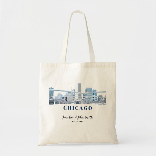 Sac fourre-tout Mariage personnalisé Chicago Skyli (Devant)