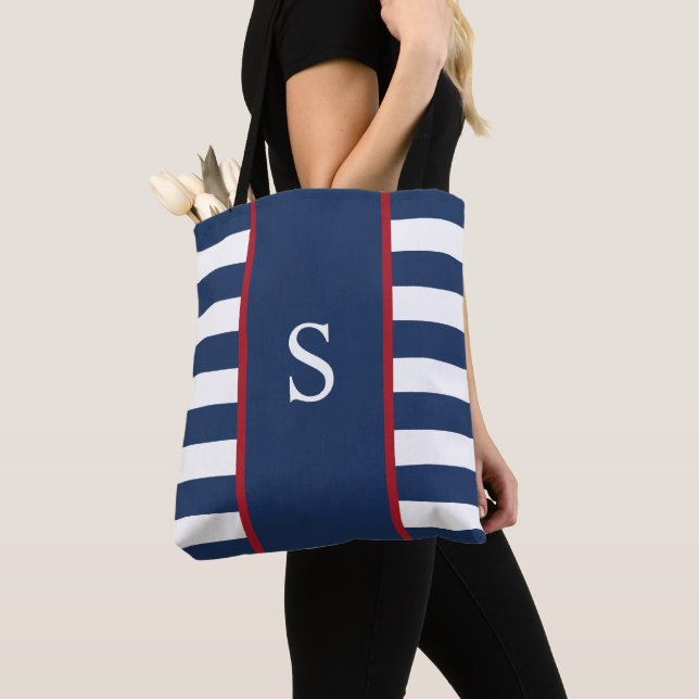 Sac fourre-tout marin rayé personnalisé (De près)