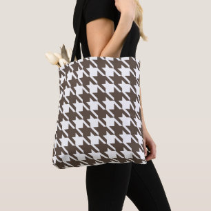 Sac fourre-tout marron à carreaux rétro