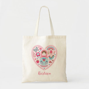 Sac fourre-tout Matryoshka Coeur rose mignon