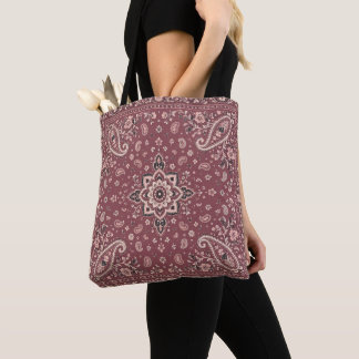 Sac fourre-tout mauve bandana paisley | Fourre-tou