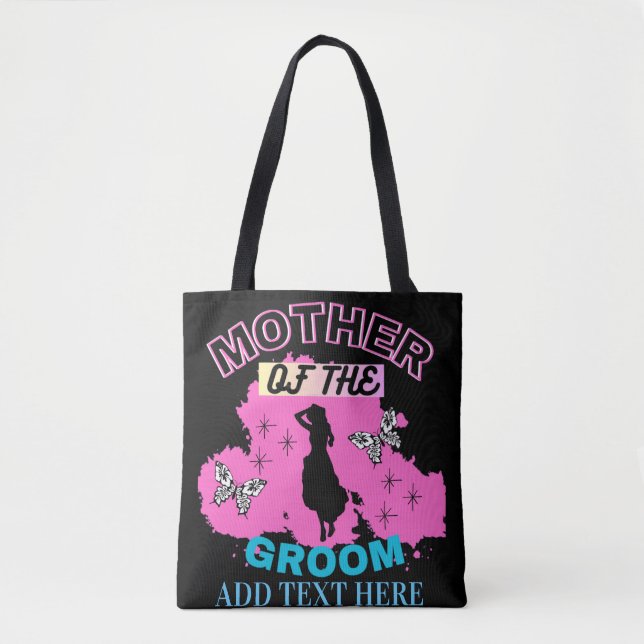 Sac fourre-tout mère du marié rose bleu et noir (Devant)