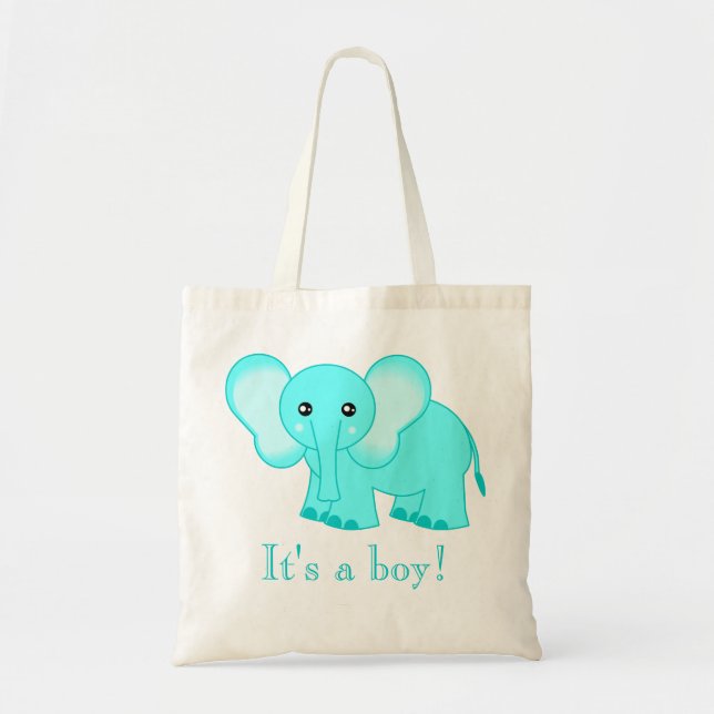 Sac fourre-tout mignon à éléphant de bébé bleu - (Devant)