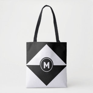 Sac fourre-tout moderne abstrait noir et blanc