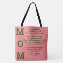 sac fourre-tout MOM - rose et vert