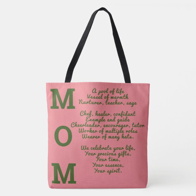 sac fourre-tout MOM - rose et vert (Devant)