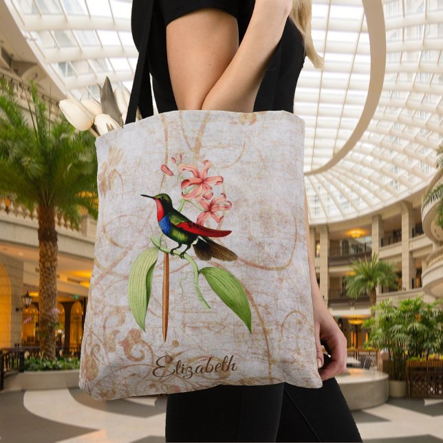 Sac fourre-tout Monogramme Colorful Hummingbird (Créateur téléchargé)