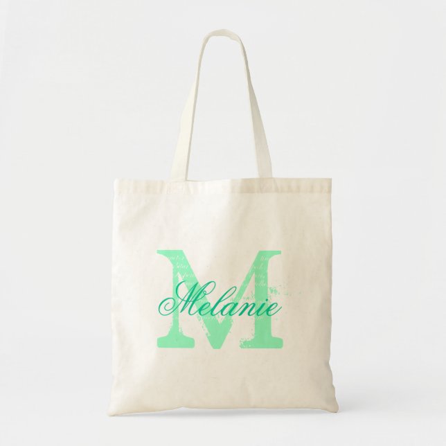 Sac fourre-tout monogramme de nom personnalisé | V (Devant)