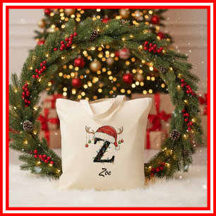 Sac fourre-tout Monogramme Famille Noël Cerfs Chap