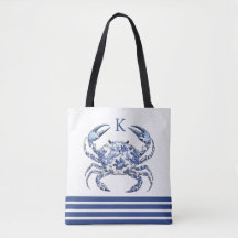 Sac fourre-tout monogramme nautique côtier au crab