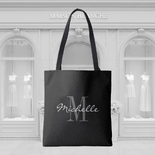 Sac fourre-tout monogramme noir et blanc glamour