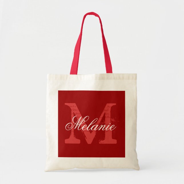 Sac fourre-tout monogramme personnalisé | Bordeaux (Devant)