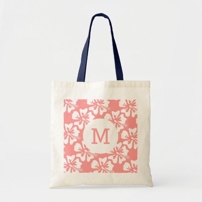 Sac fourre-tout monogramme personnalisé | corail e (Devant)