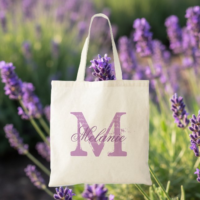 Sac fourre-tout monogramme personnalisé | lavande  (lavender tote bag with monogram)