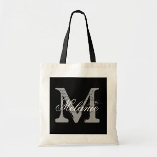 Sac fourre-tout monogramme personnalisé   noir et 