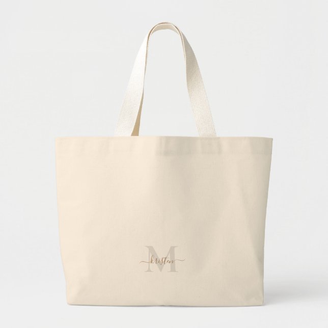 Sac fourre-tout monogramme script Gold & Grey neut (Devant)