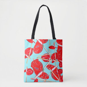 Sac fourre-tout Motif de fleurs d'anthurium rouge