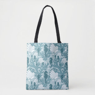 Sac fourre-tout Motif océanique turquoise Seahorse
