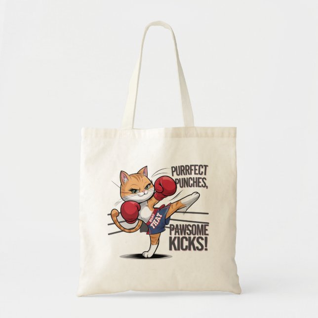 Sac fourre-tout Muay Thai Cute Boxe et Kicking Cat (Devant)