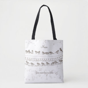 Sac fourre-tout musical avec oiseaux - Personnalis