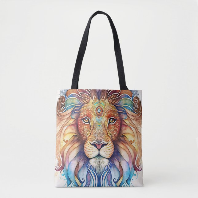 Sac fourre-tout mystique du lion aquarelle (Devant)