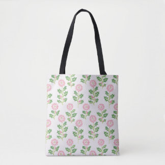 Sac fourre-tout Noël Rose Marguerite et Houx Blanc