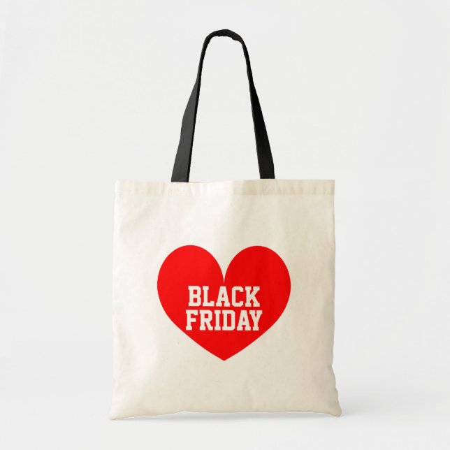 Sac fourre-tout noir à achats de vendredi du coeur (Devant)