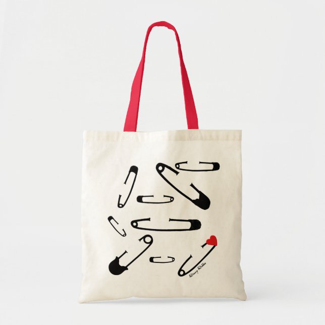 Sac fourre-tout noir à art de goupille de sécurité (Devant)
