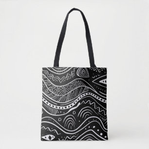Sac fourre-tout noir avec Motif blanc Abstrait