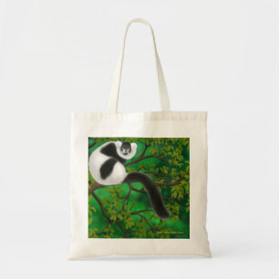 Sac fourre-tout noir et blanc à lémur de Ruffed