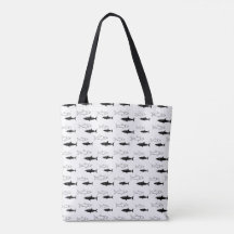 Sac fourre-tout noir et blanc à motif de requin