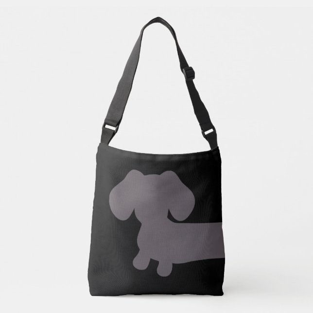 Sac fourre-tout noir et gris à teckel (Devant)