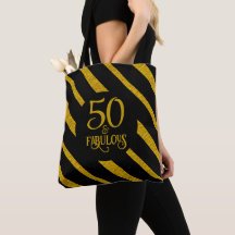 Sac fourre-tout noir et or 50 ans et fabuleux