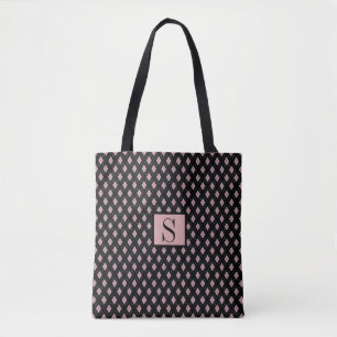 Sac fourre-tout noir et rose à monogramme de motif