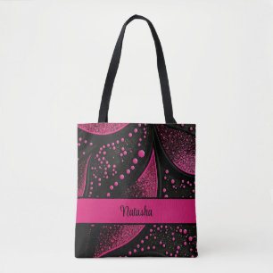 Sac fourre-tout noir et rose chaud avec nom person