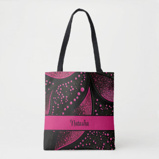 Sac fourre-tout noir et rose chaud avec nom person