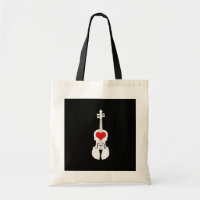 Sac fourre-tout noir frais à violon avec le coeur