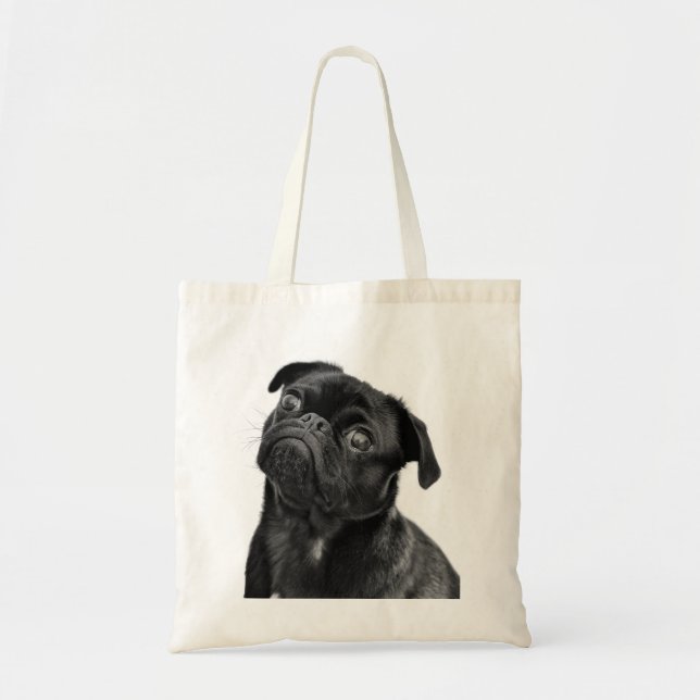 Sac fourre-tout noir mignon à carlin (Devant)