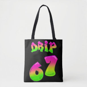Sac fourre-tout noir Neon Slime DRIP 67 Viral Meme