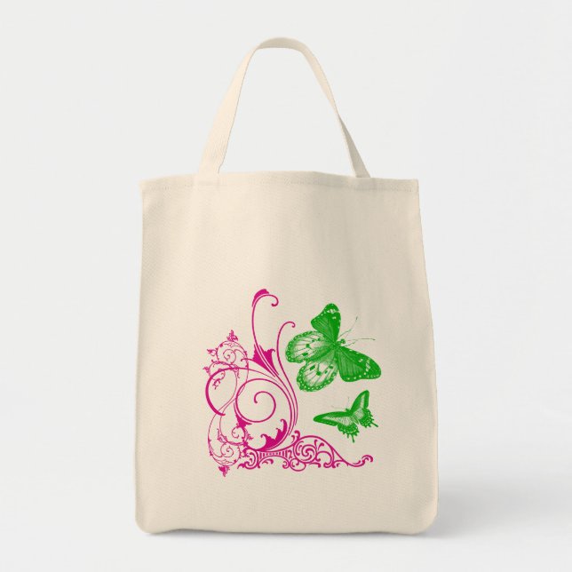 Sac fourre-tout organique bleu à papillon (Devant)