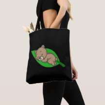 Sac fourre-tout ours sur une feuille