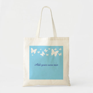 Sac fourre-tout papillon blanc et bleu pour cadeau