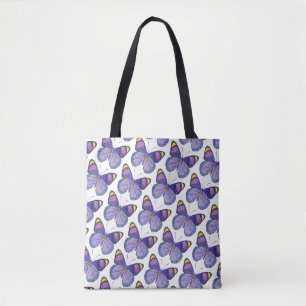 Sac fourre-tout - Papillon violet (motif blanc)