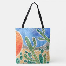 Sac fourre-tout paysager de Cactus aquarelle