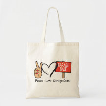 Sac fourre-tout Peace, Love, Ventes de Garage