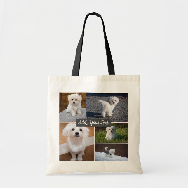 Sac fourre-tout personnalisé à collage de 5 photos (Devant)