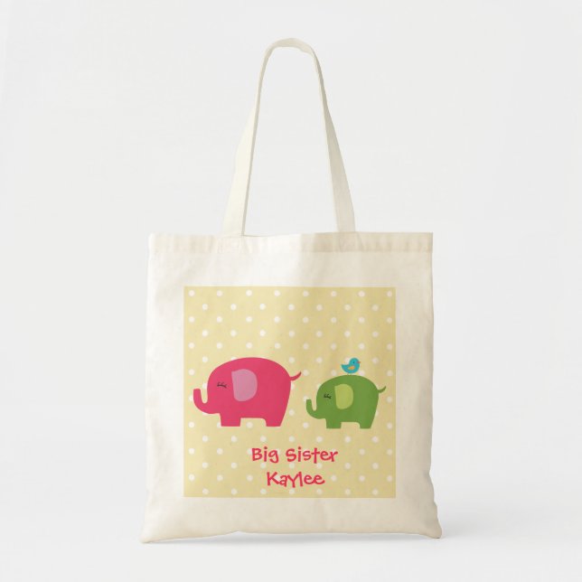 Sac fourre-tout personnalisé à éléphants de grande (Devant)