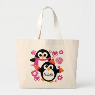 Sac fourre-tout personnalisé à pingouins d'hiver