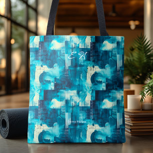 Sac fourre-tout personnalisé abstrait bleu serein